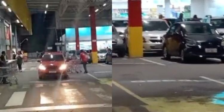 Mulher grava o momento que flagrou o marido com amante em supermercado na capital