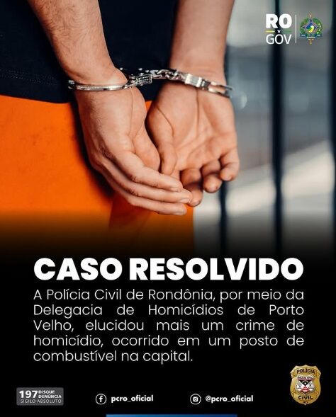 PERIGOSO 'AFROEX' TÁ PRESO - POLÍCIA CIVIL DE RONDÔNIA ELUCIDA HOMICÍDIO OCORRIDO EM POSTO DE COMBUSTÍVEL NA CAPITAL
