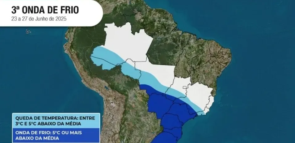 NOVA FRIAGEM CHEGA EM RO - Terceira onda de frio avança sobre o Brasil com risco de geada, neve e temperaturas negativas
