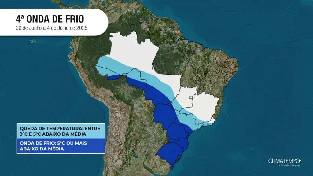 4ª ONDA - Frio intensifica e atinge mais regiões do Brasil; temperatura caem até 5ºc abaixo da média: Rondônia oscila de 18 A 27ºc
