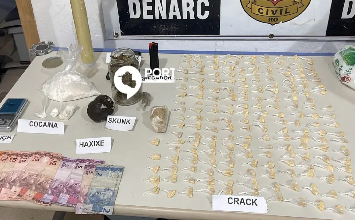 COMERCIANTE DE DROGAS - Denarc prendeu vulgo ‘JT’ com drogas, dinheiro e munições na vila DNIT