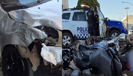 TRÂNSITO BRUTO, SEM EDUCAÇÃO - Carro avança preferencial e atinge motociclista na Região Central de Porto Velho 
