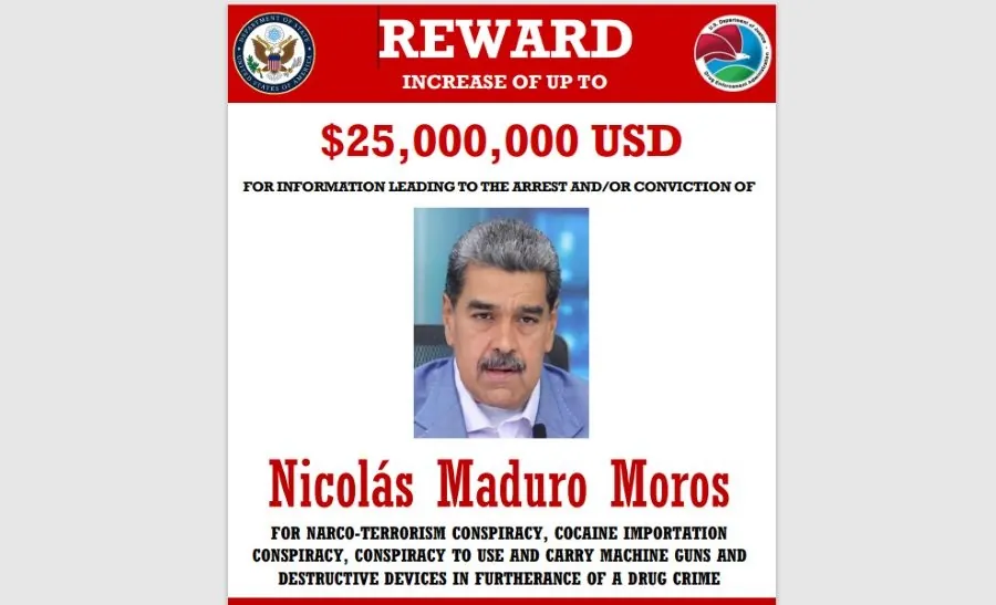 DITADOR PROCURADO - EUA oferecem US$ 25 milhões por informações que levem à prisão de Maduro
