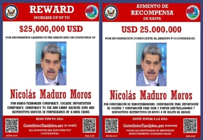 CABEÇA A PRÊMIO - EUA anunciam recompensa de US$ 25 mi por informações contra Maduro