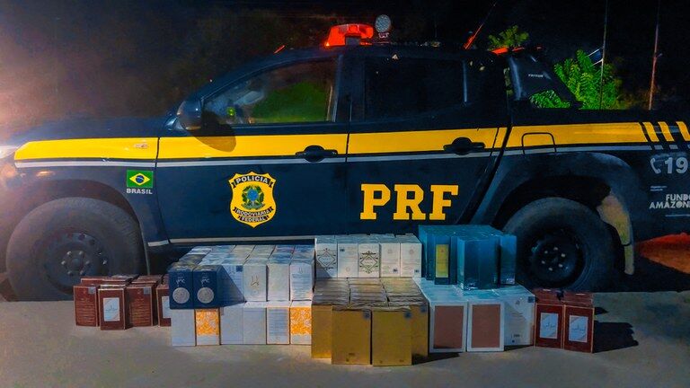 PERFUMES ESTRANGEIROS - PRF apreende carga contrabandeada em Presidente Figueiredo/AM