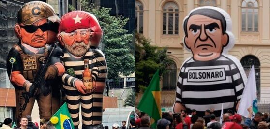 NO OLHO DO POVO - Bonecos de presidiário: atos em SP têm duelo entre Luleco e Bolsoleco