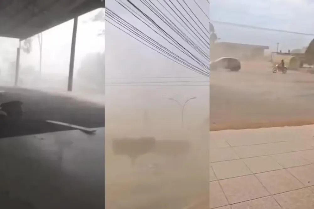 ASSUTADOR  - Vendaval causa estragos em Buritis, RO, e destelha estrutura metálica