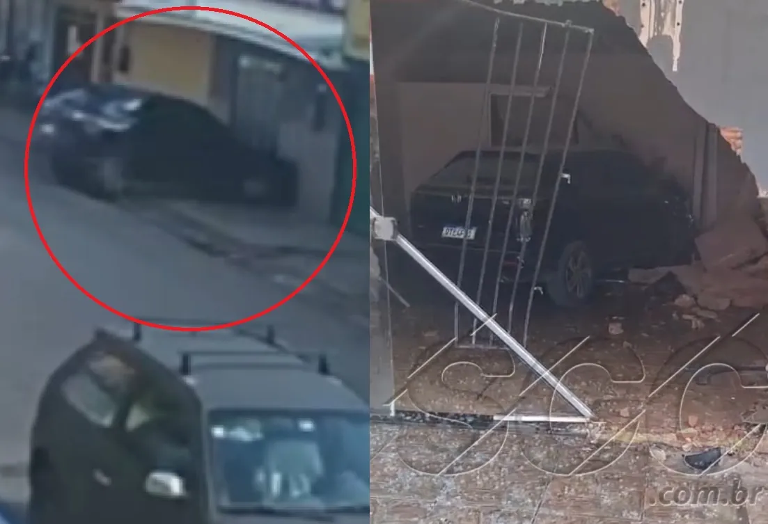 CARRO DISGOVERNADO - Câmera registra momento que carro desgovernado invade ponto comercial