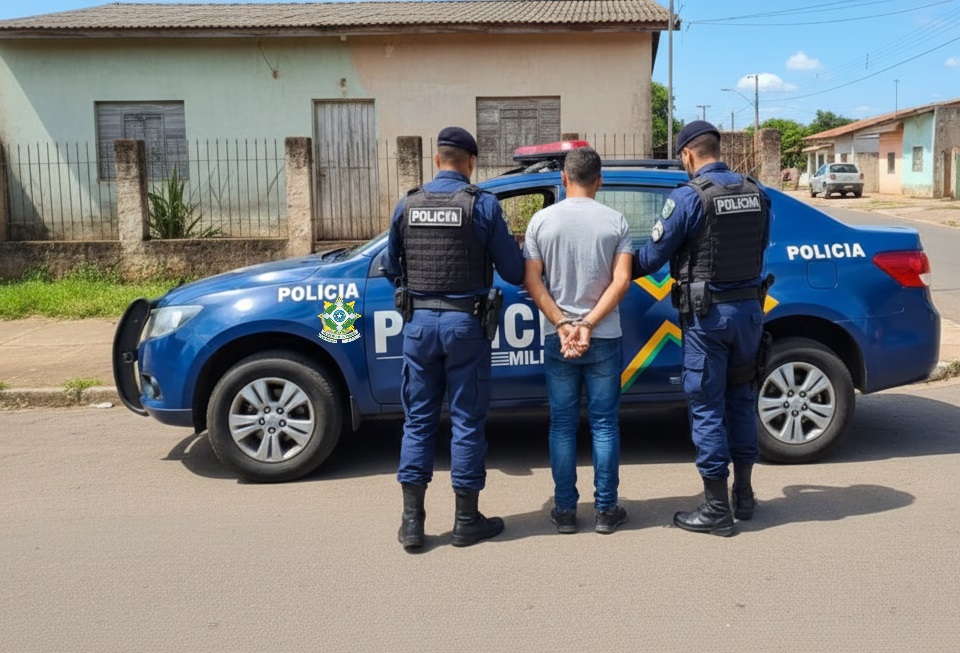 Polícia Militar cumpre mandado de prisão durante patrulhamento rural em Cacoal