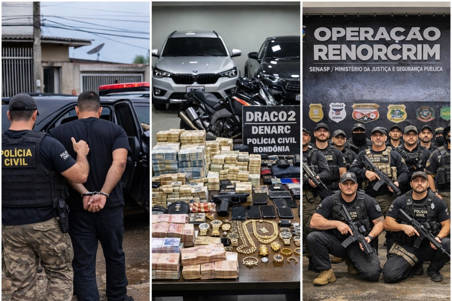 OPERAÇÃO RENORCRIM -  PC de RO ganha protagonismo nacional na 3ª fase da ação com 86 prisões e bloqueio de R$ 26,5 milhões
