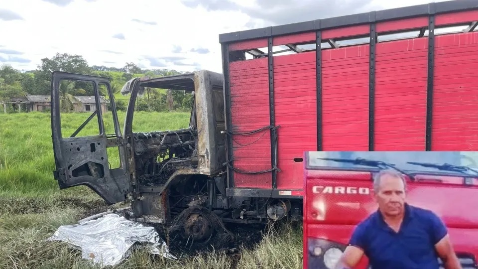 CARBONIZADO - Tragédia na zona rural de Ji-Paraná: homem morre queimado após caminhão boiadeiro pegar fogo
