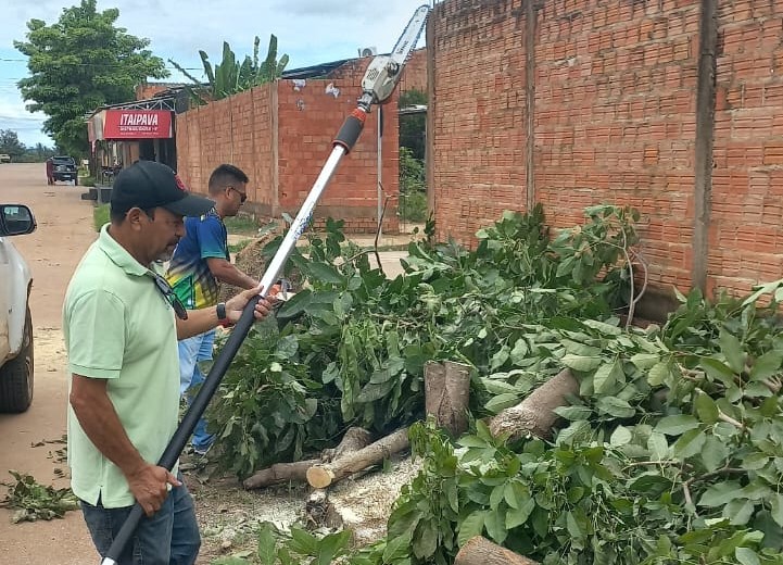 EFEITO DA VENTANIA - Equipe técnica remove árvore caída e restabelece tráfego no Cristal da Calama

