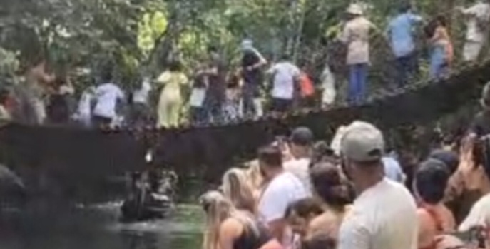 Ponte desaba no Paraíso Café Jupará e deixa várias pessoas feridas em Candeias do Jamari