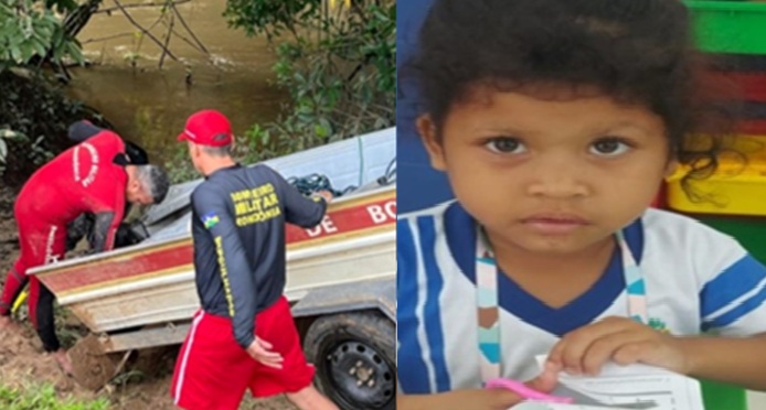 Corpo de menina Kiara carregada pelo rio no Jaru é encontrado por equipes de resgate