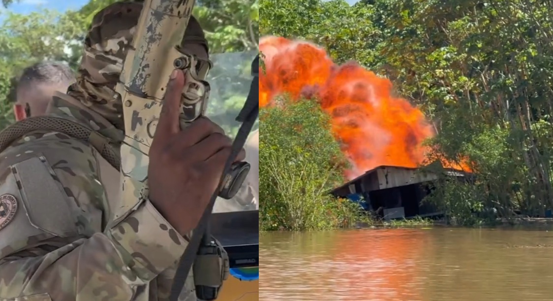 Operação da PF explode dragas de garimpo ilegal no Rio Madeira