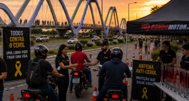 Campanha contra o cerol vai distribuir 500 antenas de proteção para motociclistas em Porto Velho
