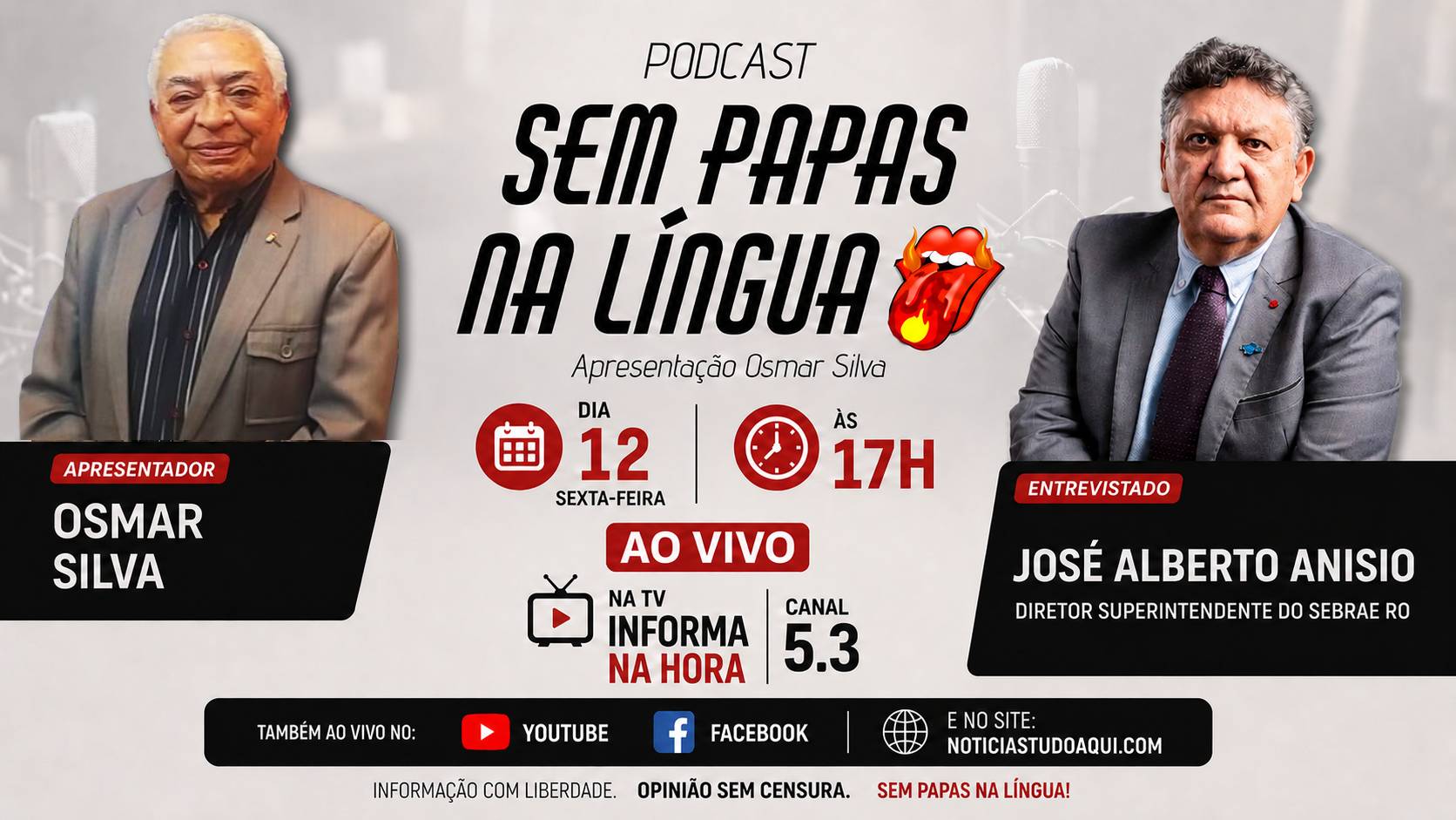 Amanhã, às 17 hs, na TV Informa na Hora, canal 5.3, a prosa é com eles; pode agendar