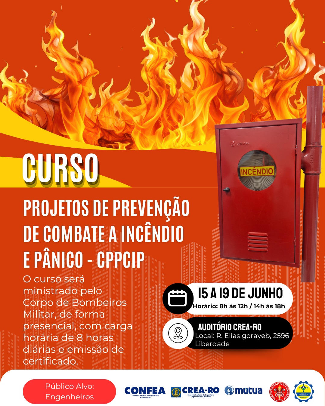 Crea-RO e Corpo de Bombeiros promovem curso gratuito sobre prevenção e combate a incêndio