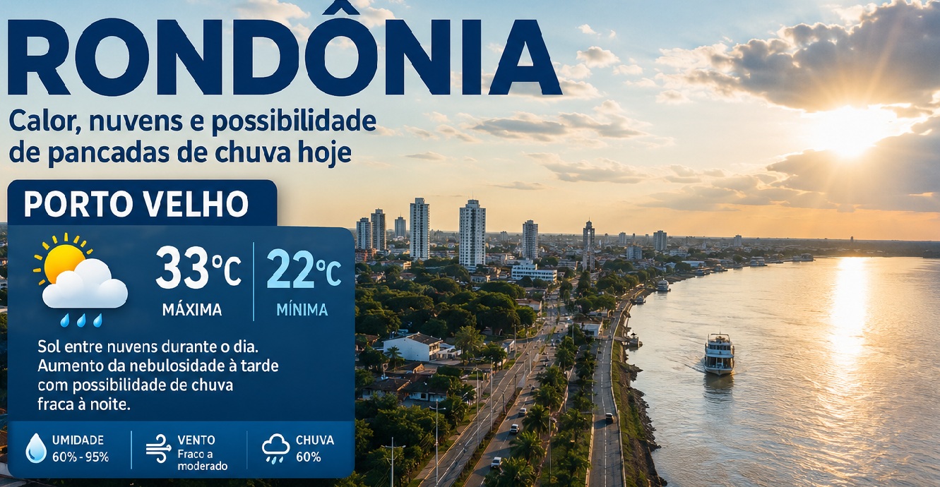Calor predomina em Rondônia e temperaturas podem alcançar 31°C nesta sexta-feira