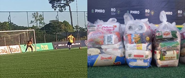 Amistoso entre PMRO e Miners arrecada meia tonelada de alimentos para famílias carentes