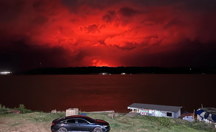 Fenômeno do Céu vermelho de Porto Velho durante temporal chamou a atenção e assustou a cidade