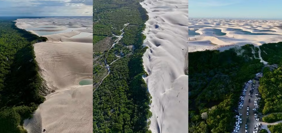 'Deserto feito de água': Nasa publica imagem dos Lençóis Maranhenses vista do espaço