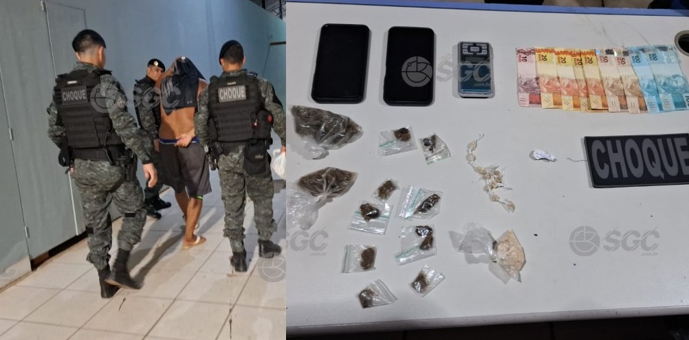 TRÁFICO - Suspeito é detido pelo Batalhão de Choque com drogas e dinheiro no Aeroclube