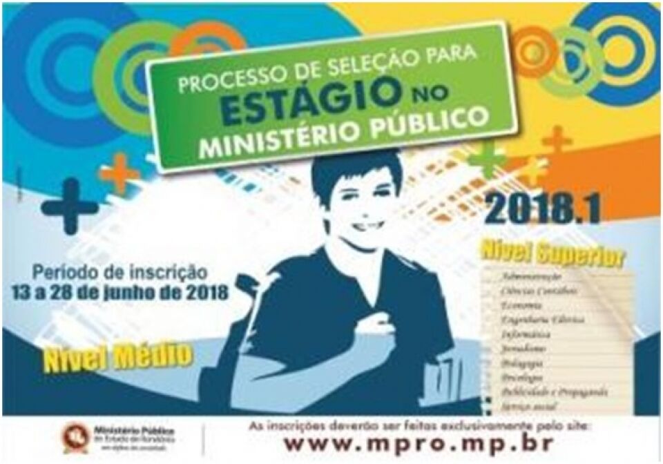 MP de Rondônia abre inscrições para seleção de estagiários de nível médio e superior