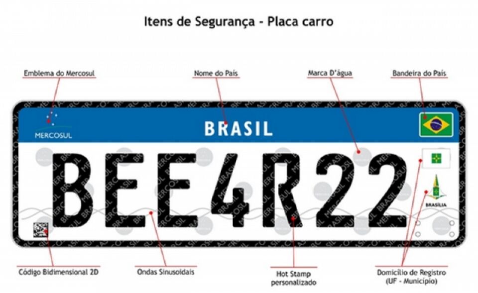 Denatran divulga lista de fabricantes de placas de veículos padrão Mercosul