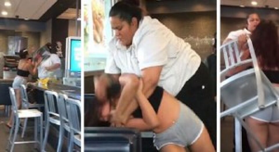 Nos EUA também tem. Cliente apanha de garçonete do McDonald's