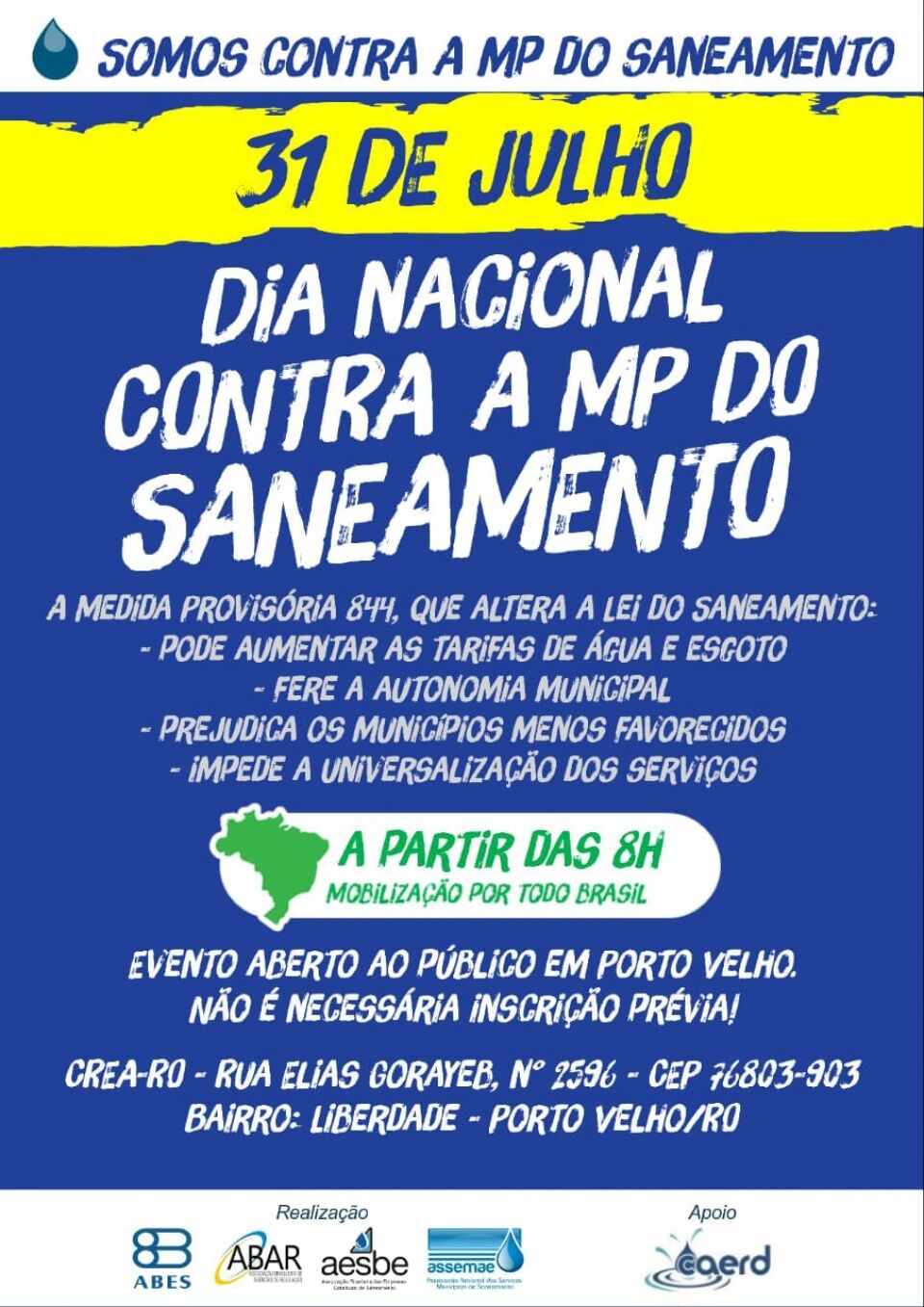 Manifestação contra MP do saneamento
