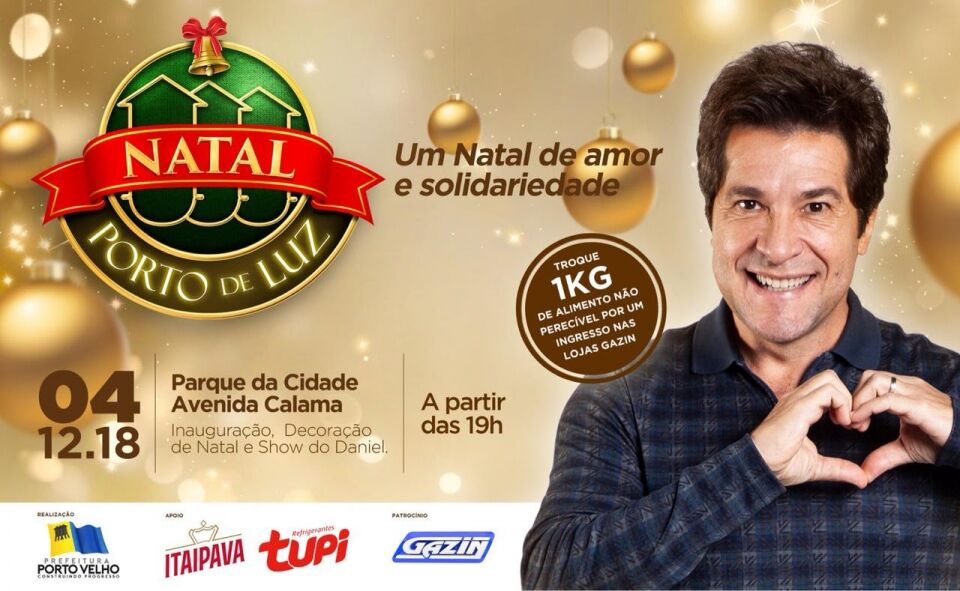 'Natal Porto de Luz' será aberto com show do cantor Daniel