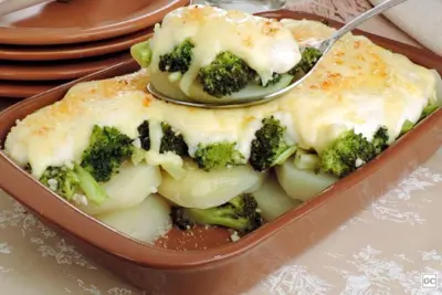 Gratinado de brócolis e batata