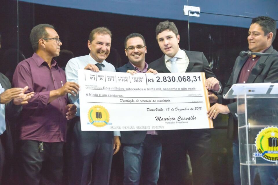 Câmara devolve cerca de R$ 2,8 milhões à Prefeitura de Porto Velho