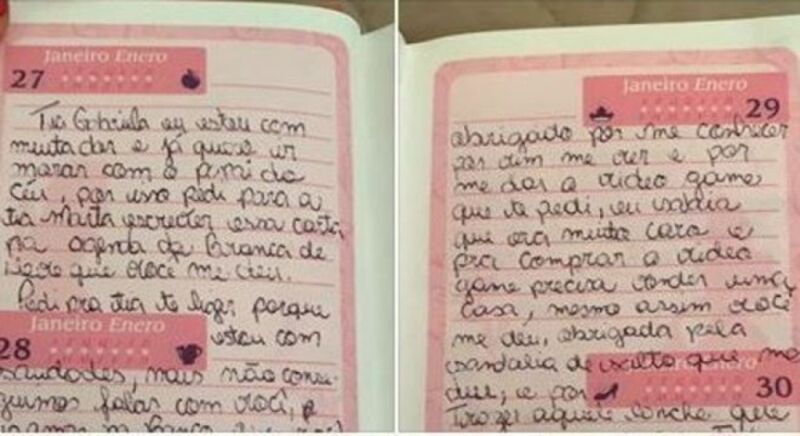 Menina com leucemia deixa carta à voluntária: 'Obrigada por vir me ver'