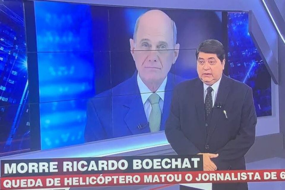 Datena chora ao anunciar morte de Boechat: ‘O maior jornalista do país’