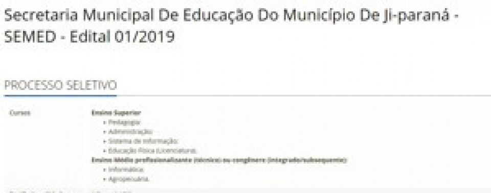 Semed de Ji-Paraná abre seleção para estagiários de nível médio técnico e superior
