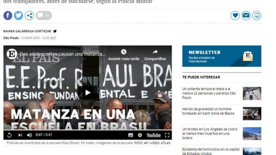 Tiroteio em escola de Suzano ganha destaque na imprensa internacional