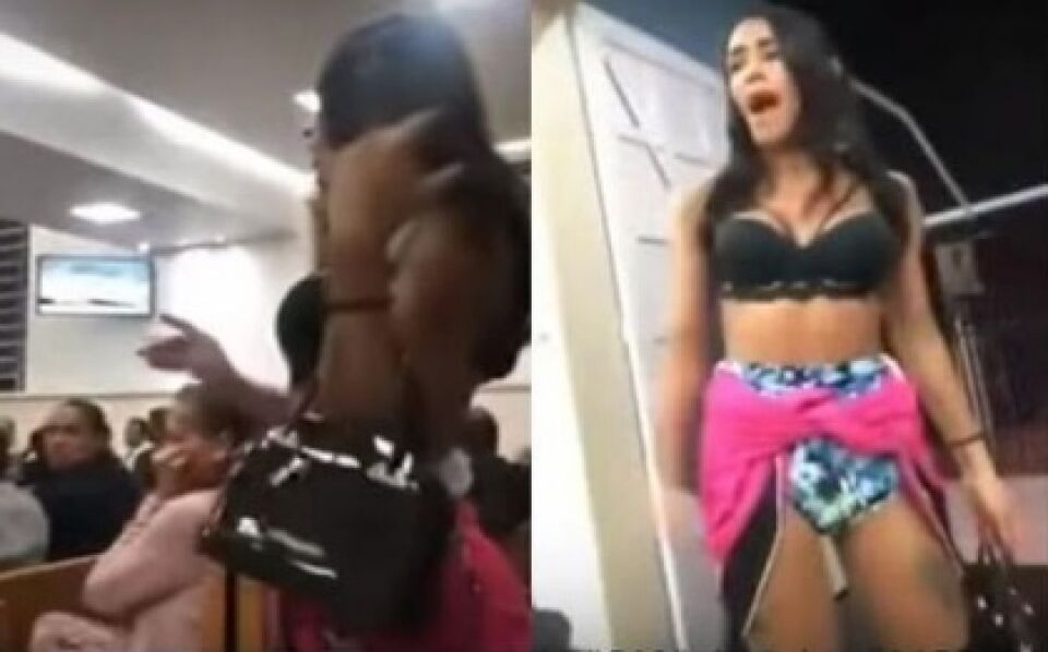 ASSISTA: Travesti invade culto, cobra pastor e viraliza nas redes sociais