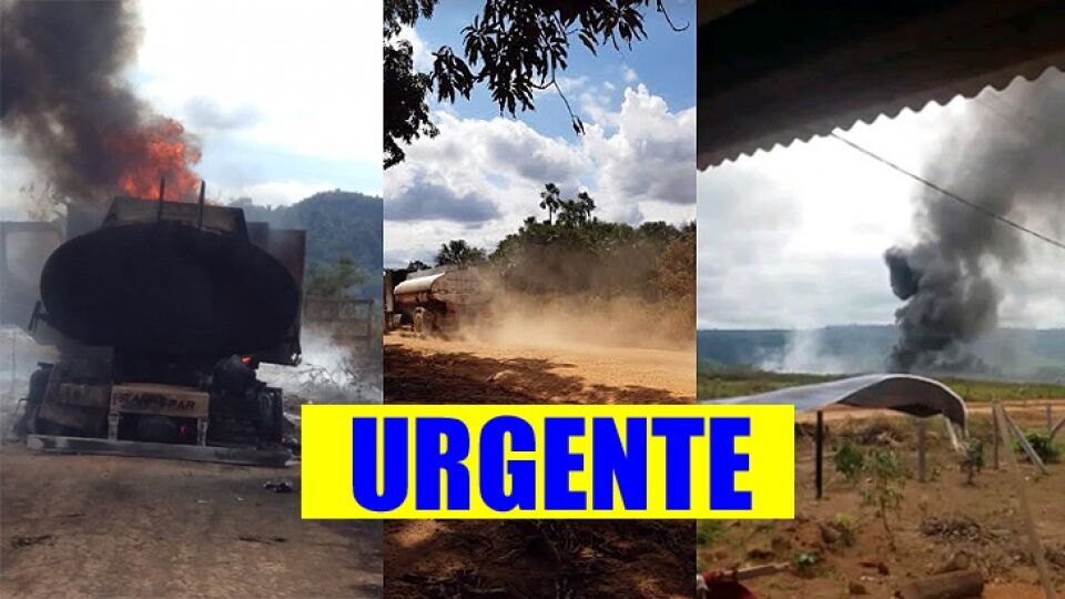Povo queima caminhão que ia abastecer viaturas da PF e do Ibama